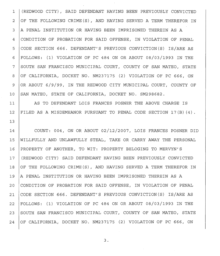 Count 4: Lois Frances Posner did willfully steal